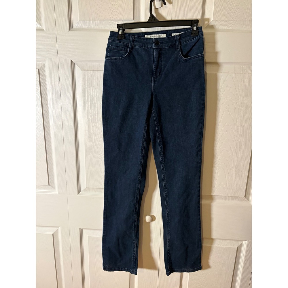 Jones New York Lexington Straight Leg Jeans Indigo Studded Back Pocket Size 4